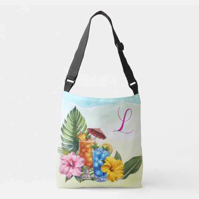 Sac Ajustable Cocktails Tropicaux Barman Monogrammé (Devant)