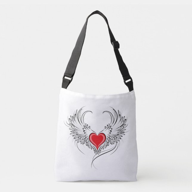 Sac Ajustable Cœur d'ange rouge avec des ailes (Devant)