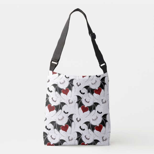 Sac Ajustable Coeur d'Halloween avec ailes de chauve-souris noir (Devant)