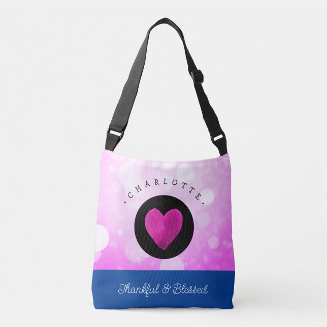 Sac Ajustable Coeur gentil et béni Ajouter votre nom rose (Devant)