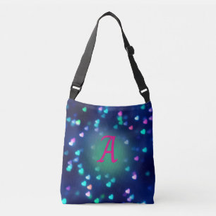 Sac Ajustable Coeurs bleu et rose sur Navy Blue Bokeh Fourre-tou