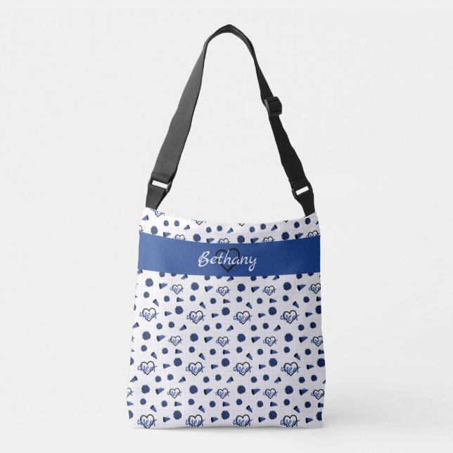 Sac Ajustable Coeurs bleus, Pom Poms, Motif mégaphone (Devant)