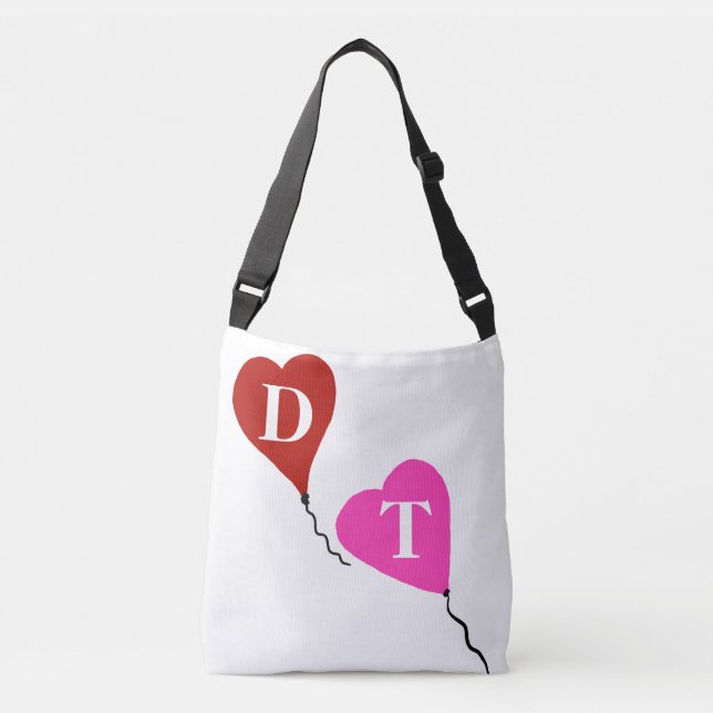 Sac Ajustable Coeurs de monogramme rose rouge (Devant)