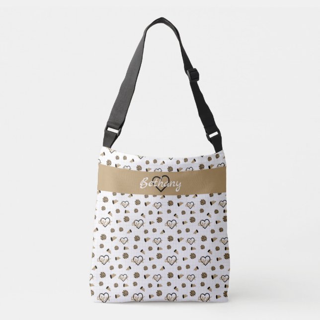Sac Ajustable Coeurs dorés, Pom Poms, Motif mégaphone (Devant)