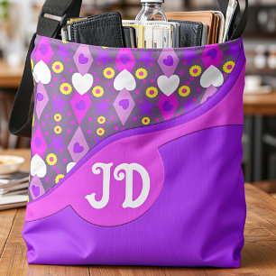 Sac Ajustable Cœurs et marguerites roses et violets