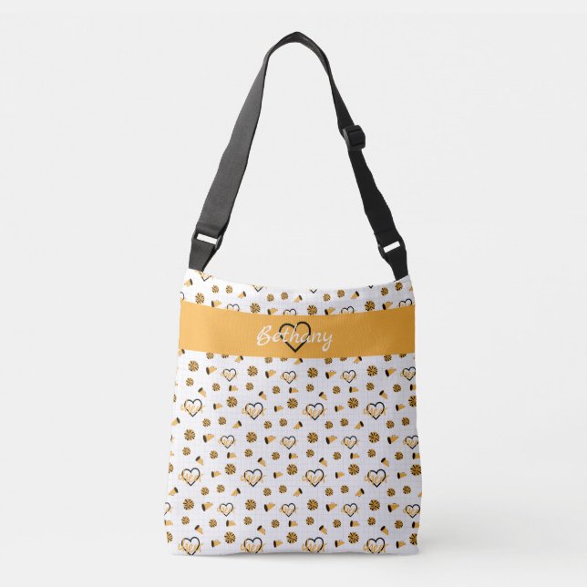 Sac Ajustable Coeurs jaunes de poitrine, Pooms de pots, Motif de (Devant)