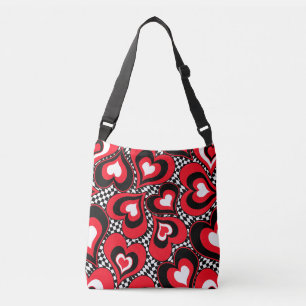 Sac Ajustable Coeurs, noirs, rouges et blancs.