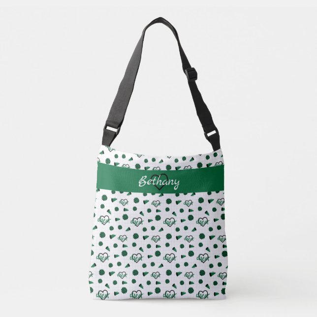 Sac Ajustable Coeurs verts, Pom Poms, Motif mégaphone (Devant)