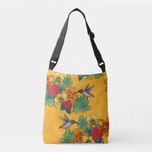 Sac Ajustable Colibris et bouquet tropical en jaune