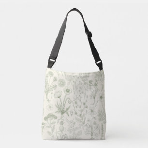 Sac Ajustable Collage de fleurs sauvages / blanc cassé et sauge