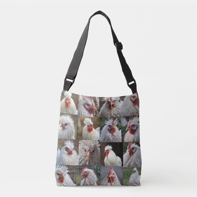 Sac Ajustable Collage photo de poulets blancs, (Devant)