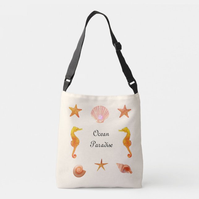 Sac Ajustable Coquillages, étoiles calligraphie & hippocampes su (Dos)