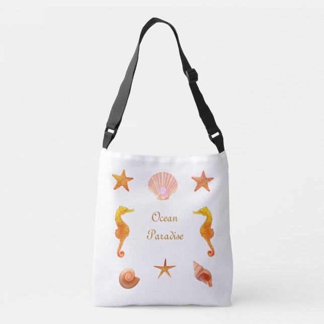 Sac Ajustable Coquillages, étoiles calligraphie & hippocampes su (Dos)
