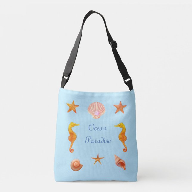 Sac Ajustable Coquillages, étoiles calligraphie & hippocampes su (Dos)