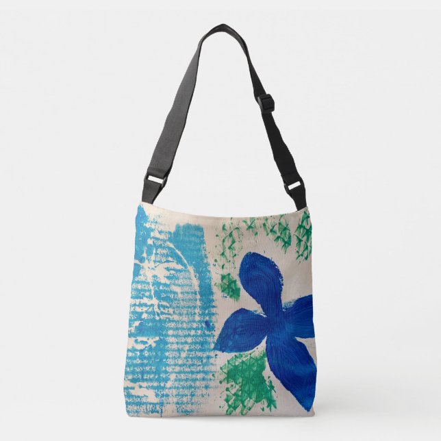 Sac Ajustable Corps croisé à fleurs bleues Fourre-tout (Devant)