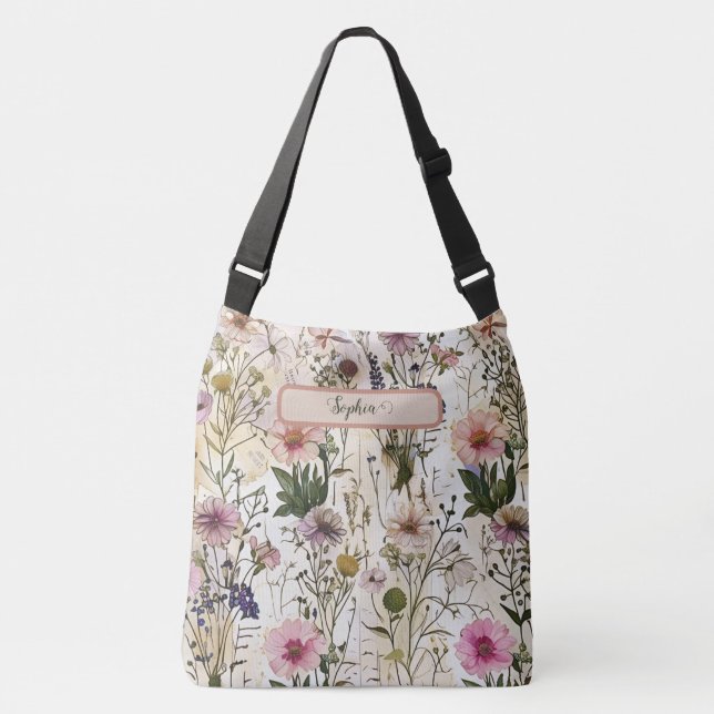 Sac Ajustable Cottagecore motif floral Perso botanique Vintage (Devant)