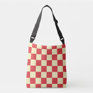 Sac Ajustable Cottagecore Vintage Crème Rouge à Carreaux 