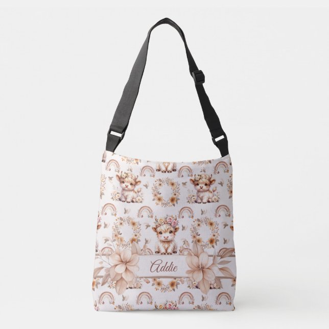 Sac Ajustable Couche pour Nursery Boho Rêveuse Vache des Highlan (Devant)