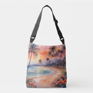 Sac Ajustable Coucher de soleil rose orange Plage tropicale Palm