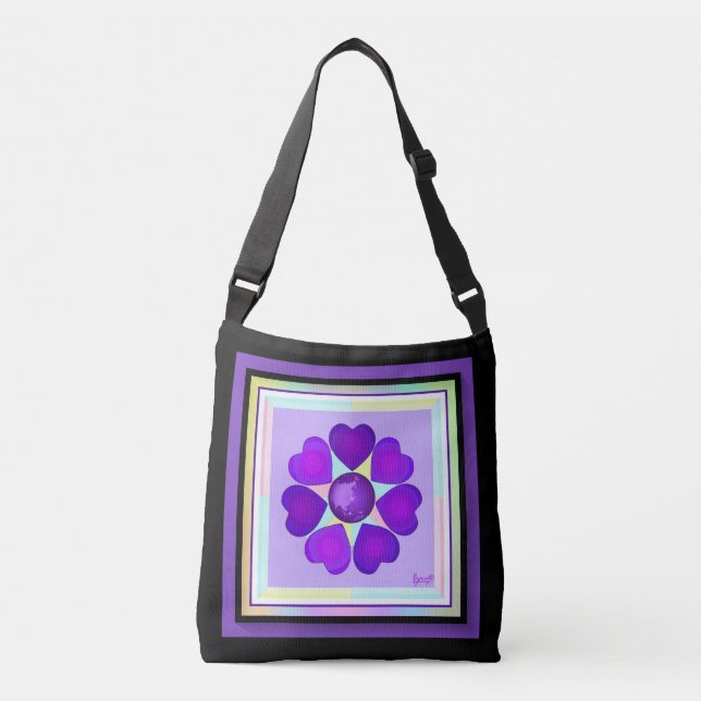 Sac Ajustable Couleurs pastel & coeurs violets battre (Devant)
