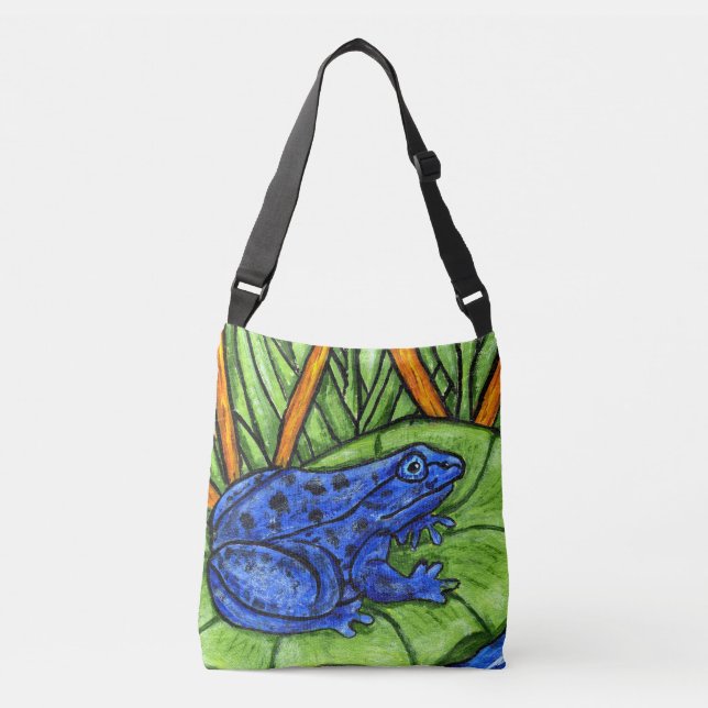 Sac Ajustable Couleurs vives Peinture Grenouille Bleue Lily Pad  (Devant)