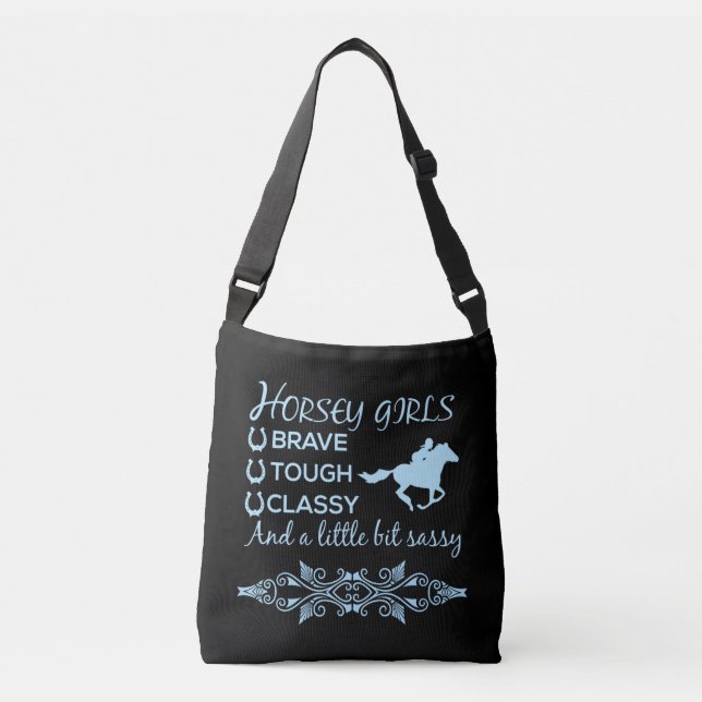 Sac Ajustable Courageuse fille de cheval robuste en bleu clair (Devant)