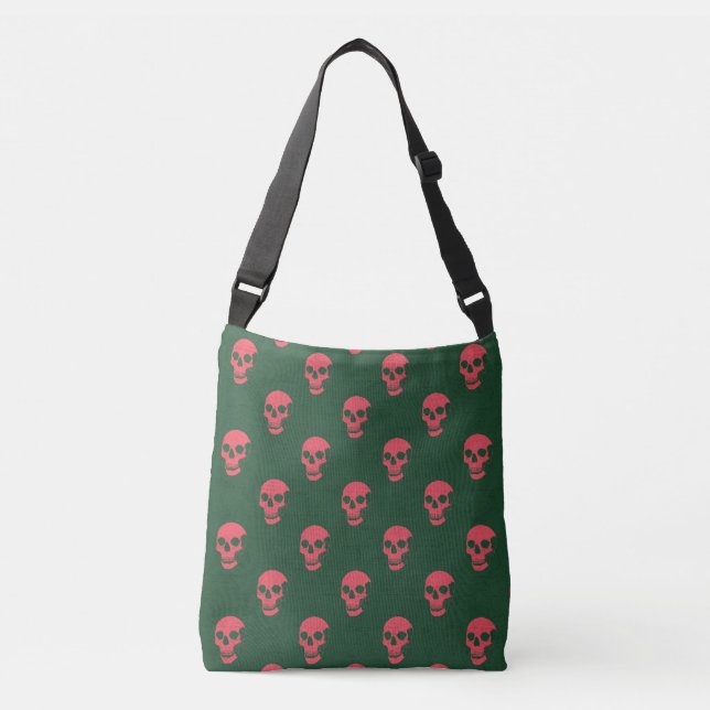 Sac Ajustable Crâne anatomique grungy À petits pois vert rose (Devant)