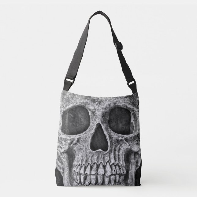 Sac Ajustable Crâne gothique Noir et blanc Cool Grunge (Devant)