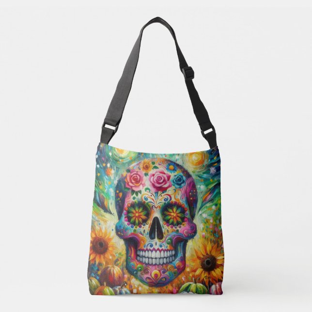 Sac Ajustable Crâne sucre Dia De Los Muertos Jour des Morts (Devant)