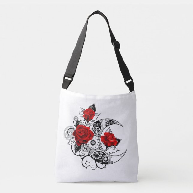 Sac Ajustable Croissant Mécanique avec Roses Rouges (Devant)