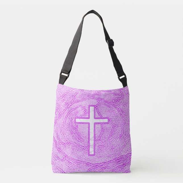 SAC AJUSTABLE CROIX BLANCHE SOULIGNÉE EN ROSE (Devant)