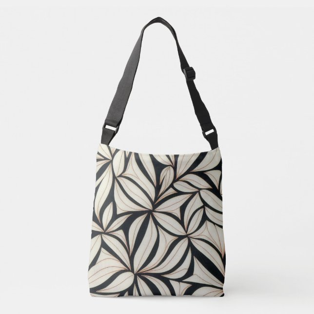 Sac Ajustable Crossbody floral noir et crème Fourre-tout (Devant)
