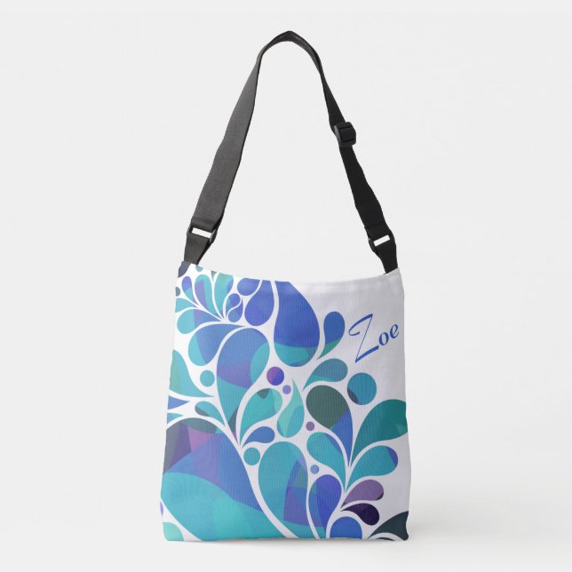 Sac Ajustable Cute Artsy Aqua Blue, Motif d'aquarelle violet (Devant)