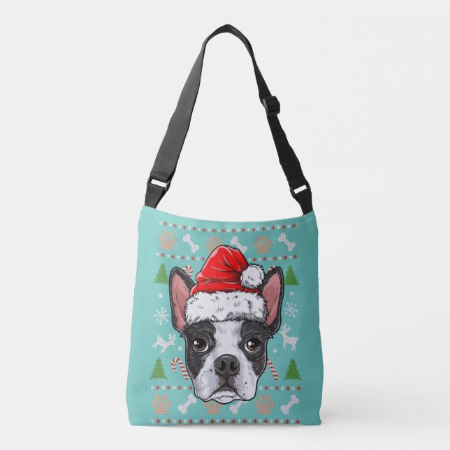 Sac Ajustable Cute Boston Terrier Ugly Christmas Sweater Santa (Devant)