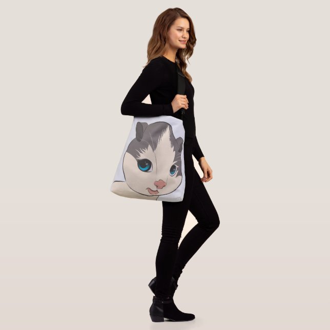 SAC AJUSTABLE CUTE CAT ART KITTEN FOURRE-TOUT PURSE (Sur le modèle)