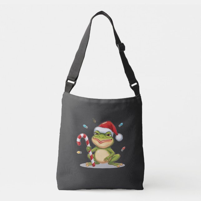 Sac Ajustable Cute Christmas Frog With Candy Cane - Funny Holida (Devant)