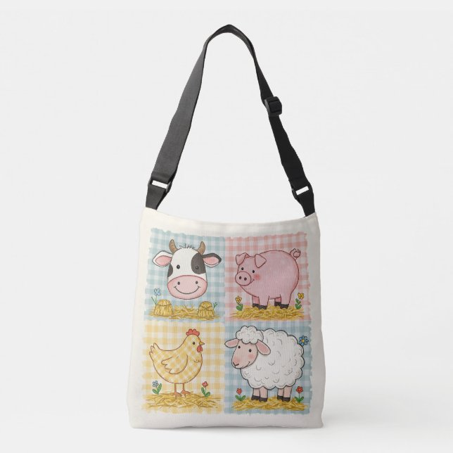 Sac Ajustable Cute Farm Animaux En vichy Barnyard (Devant)