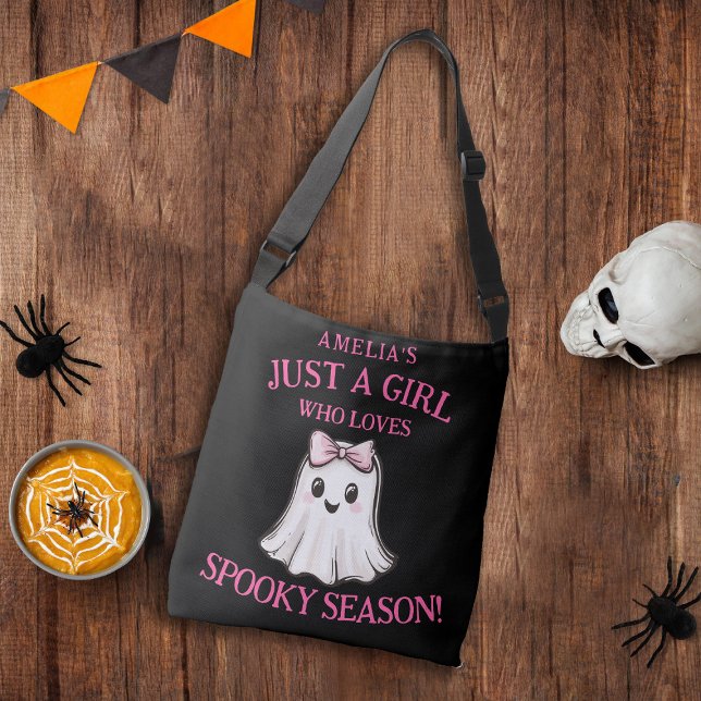 Sac Ajustable Cute Ghost Spooky Season Halloween  (Custom Just a Girl Who Loves Spooky Season Cross Body Bag!)