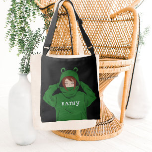 Sac Ajustable Cute Girl with Green Frog Hoody Nom du dessin