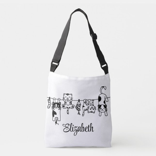 Sac Ajustable Cute Hanging Kittens Nom personnalisé (Devant)