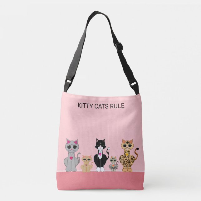 Sac Ajustable Cute Kitty Cat Team & Calligraphie sur Coral & Pin (Dos)