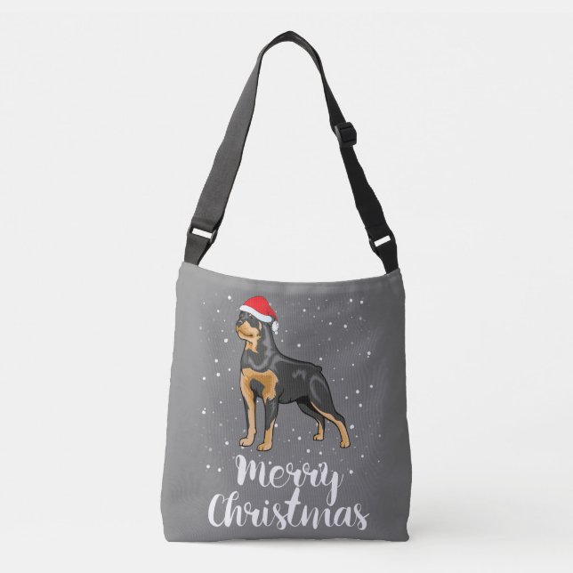 Sac Ajustable Cute Rottweiler Santa Hat Joyeux costume de Noël (Devant)