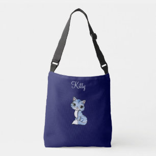 Sac Ajustable Cute tabby kitty cat sur marine bleu