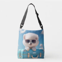Cute White Dog Travel Suitcase Nom personnalisé