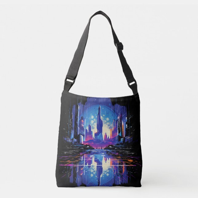 Sac Ajustable Cyberpunk City Skyline futuriste (Devant)