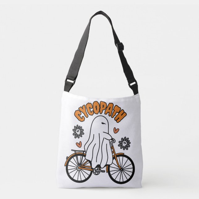 Sac Ajustable Cycopath Halloween fantôme sur un vélo orange (Devant)