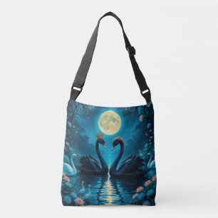 Sac Ajustable Cygnes noirs élégants sous pleine lune