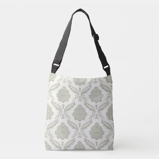 Sac Ajustable Damas Rococo Grand Motif Vert sur Crème (Devant)