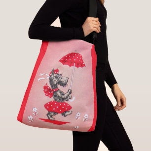 Sac Ajustable dame au scottie chien portant un parapluie