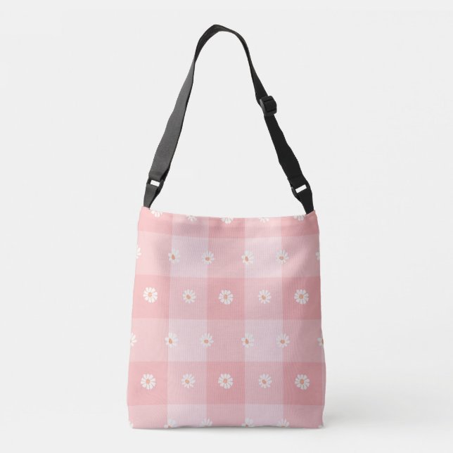 Sac Ajustable Damier Pêche et Marguerite (Dos)